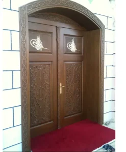 درب مسجد منبت کاری طلاکوب رنگ پلی اورتان کد 002 ابعاد سفارشی