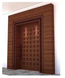 درب چوبی ورودی مسجد گره چینی رنگ پلی اورتان کد 006 ابعاد سفارشی