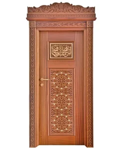 درب چوبی مسجد تک لنگه طلاکوب رنگ پلی اورتان کد 013 ابعاد سفارشی