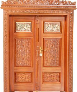 Alternative view of درب چوبی مسجد دولنگه طلاکوب منبت رنگ پلی اورتان کد 013 ابعاد سفارشی
