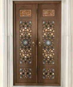 Alternative view of درب چوبی ورودی مسجد گره چینی دو لنگه رنگ پلی اورتان کد 003 ابعاد سفارشی